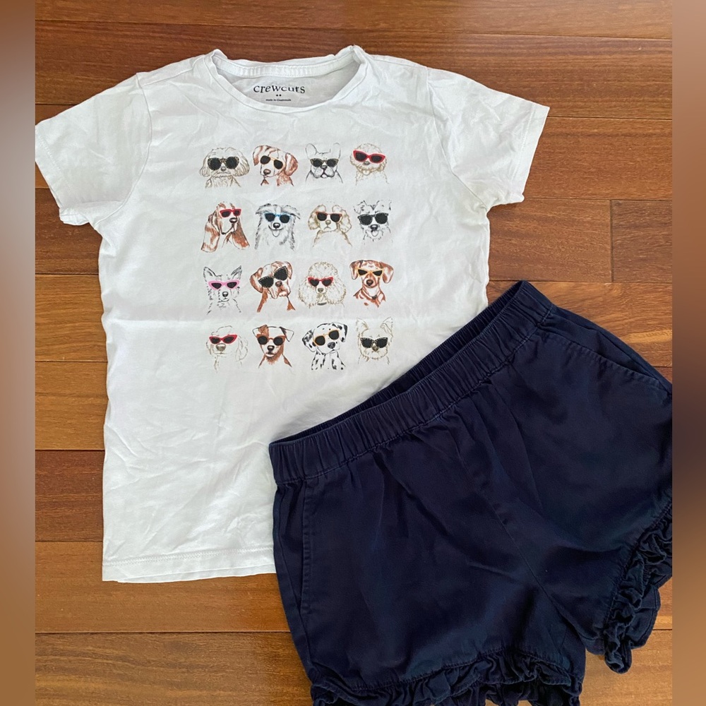 J Crew Girls Graphic Tee and Ruffle Shorts